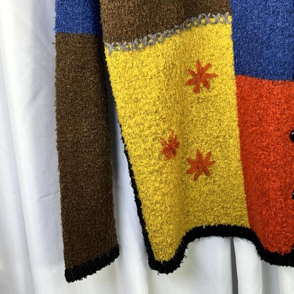 Jenny 90s Cardigan Womens Button Multicolor Patchwork Knit Long Sleeve Large - Picture 5 of 9